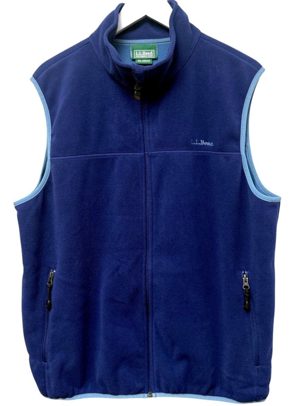 L.L. BEAN Vest Size Large Men's Navy Blue Fleece Full Zip Outdoor Jacket Preppy